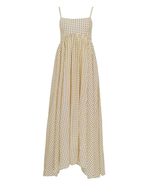 Azeeza Natural Rachel Polka-Dot Midi Dress