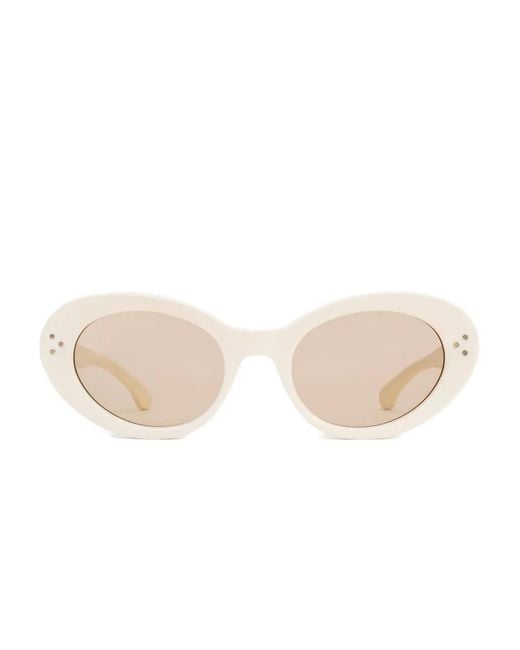 Sporty & Rich Natural Frame N.05 Logo-Plaque Sunglasses