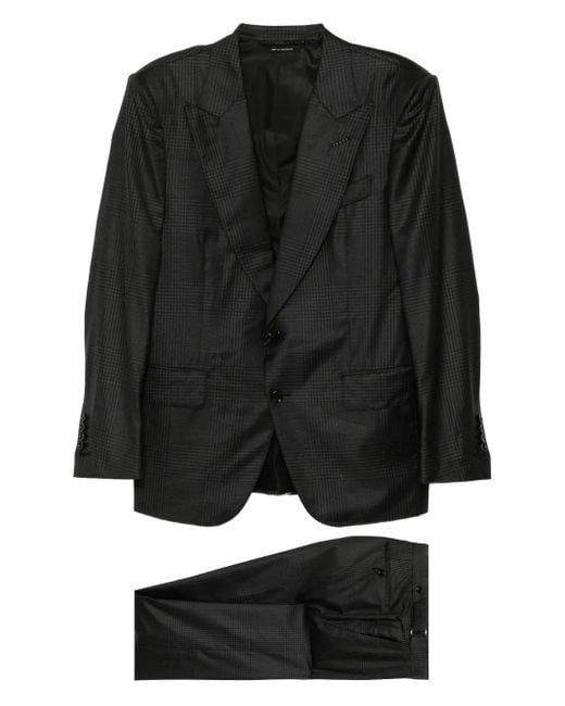 Tom Ford Black Checked Single-Breasted Suit for men