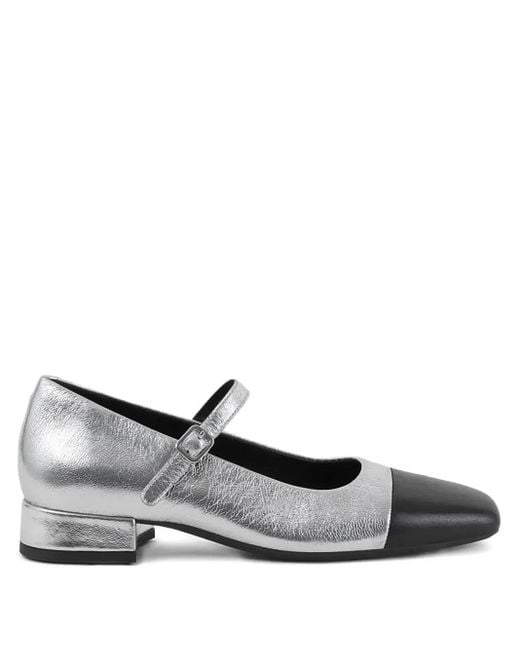 Vagabond Gray 25Mm Debbi Metallic-Leather Pumps