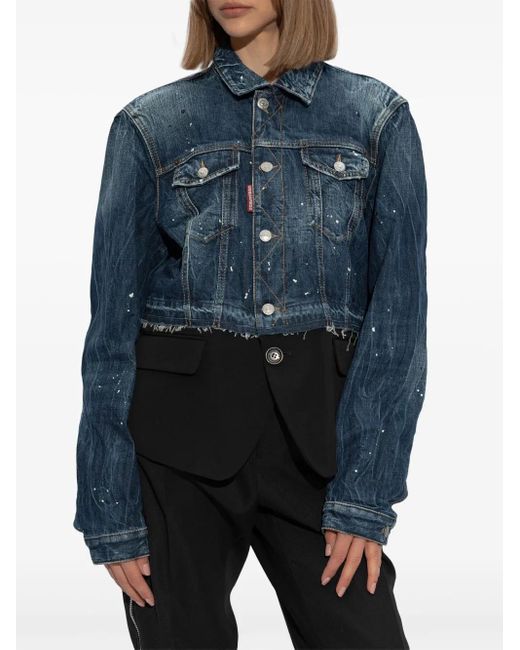 DSquared² Blue Logo-Patch Cotton Jacket