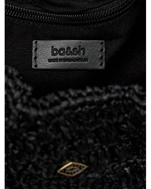 Ba&sh Black June Fringed Raffia Clutch Bag