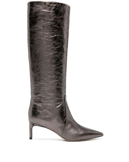 Bettina Vermillon Gray Knee-lenght Calf Leather Boots