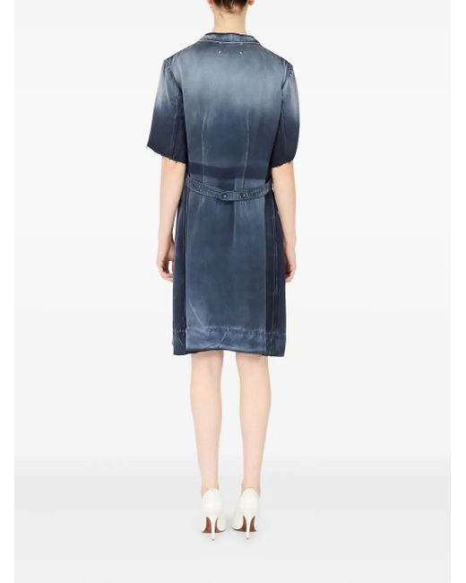 Maison Margiela Blue Button-Fastening Midi Dress