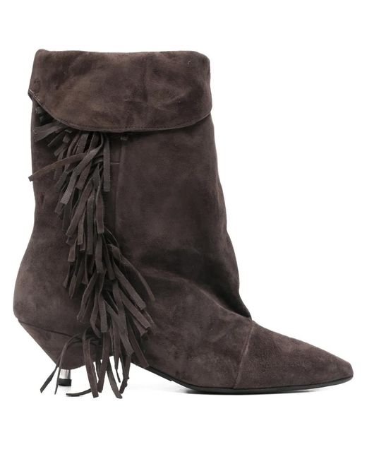 GISÉL MOIRÉ Black Aariana Tassel Boots