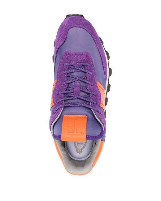 Tod's Purple 1t Suede Trim Leather Sneakers