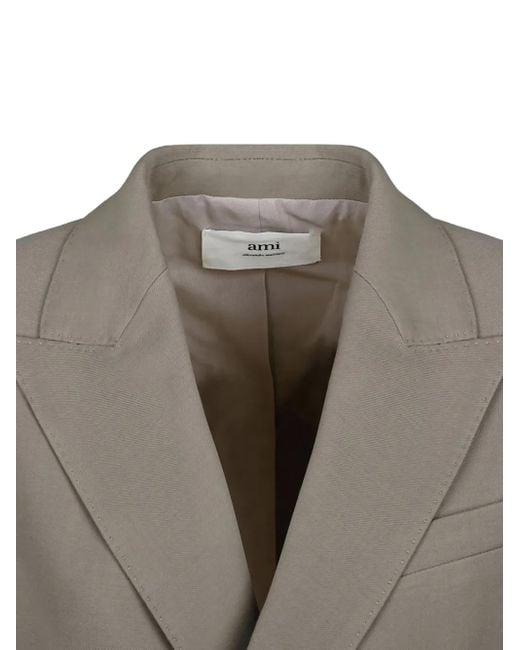 AMI Gray Double-Breasted Blazer