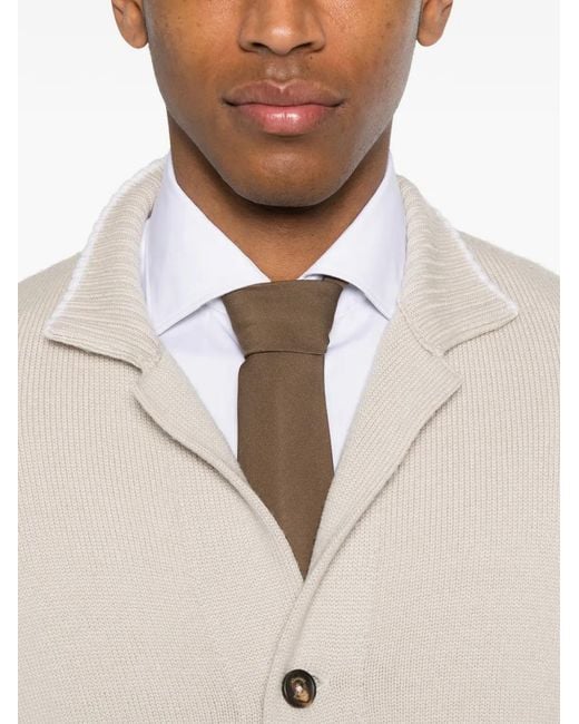 Eleventy White Shawl-Collar Wool Cardigan for men