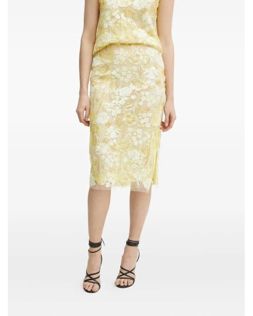 Ermanno Scervino フローラル スパンコールスカート Yellow