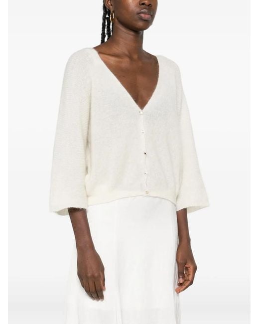 Ba&sh White Isaac Button-Front Cardigan