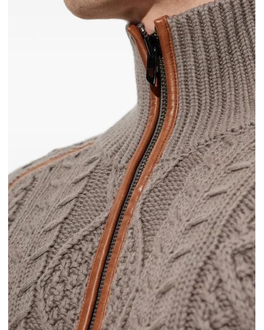 DIESEL Brown Zip Cardigan for men