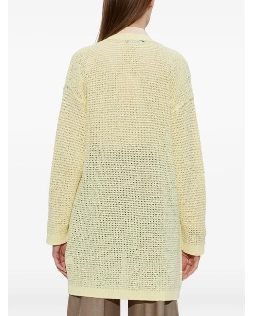 Fabiana Filippi White Cardigan En Maille Ajourée À Sequins