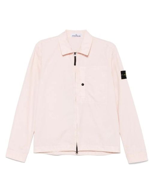 Stone Island Pink Compass-Badge Shirt Jacket for men