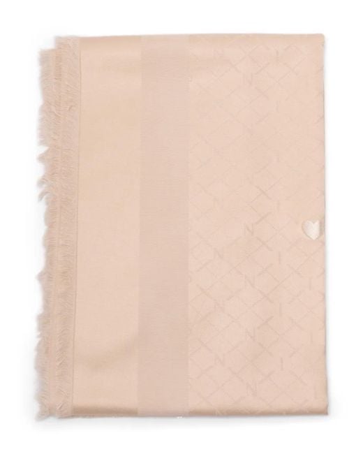 Twinset Natural Monogram Frayed Scarf
