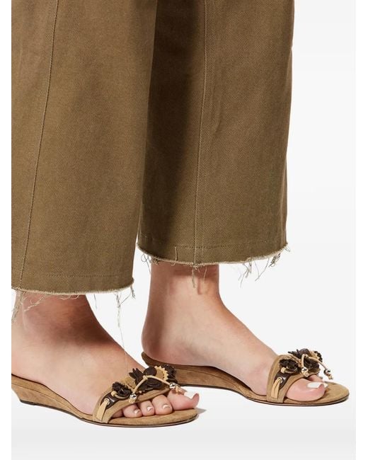 Isabel Marant Metallic Iela Decorated-Strap Wedge Mules