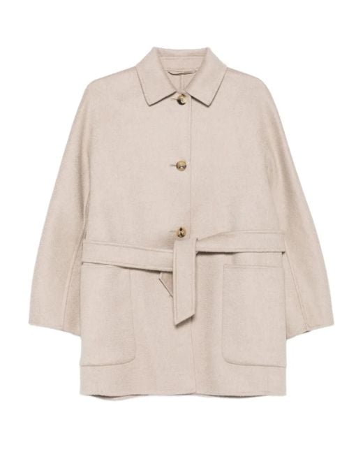Max Mara ベルテッド ジャケット Natural