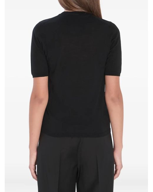 Max Mara Black Geripptes T-Shirt