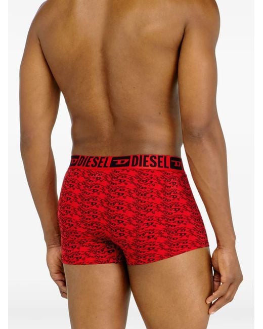 DIESEL Red Logo-Waistband Cotton Boxers (Set Of Three) for men
