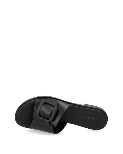 Frau Black Crossover-Strap Buckled Sandals