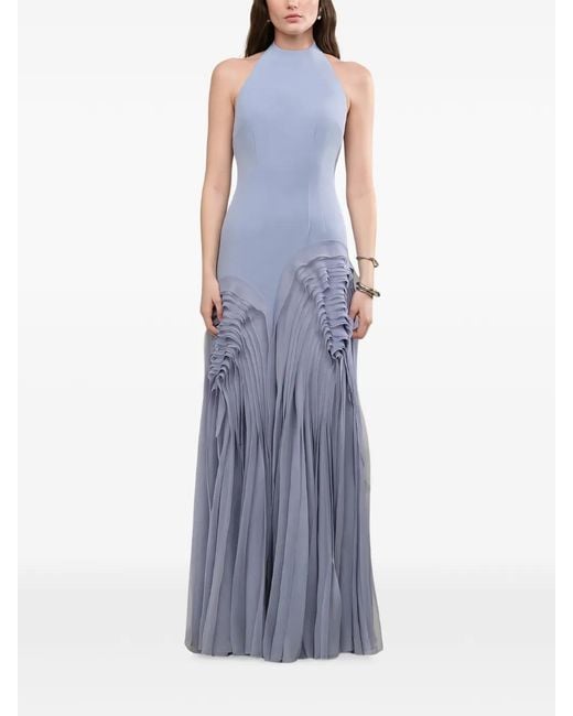 AMUR Purple Robe Longue Elani À Plis Ondulés
