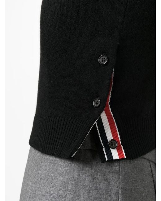 Thom Browne Black Cashmere Cropped Crew Neck Shell Top