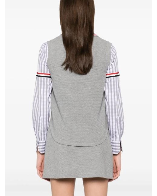 Thom Browne Gray Cotton Waffle Sleeveless Button Shirt