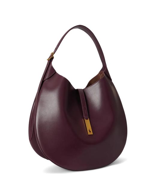 Polo Ralph Lauren Purple Polo Id Large Calfskin Shoulder Bag