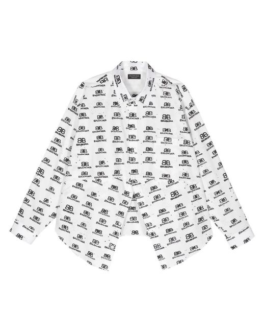 Balenciaga White Hand Drawn Bb Icon Swing Shirt