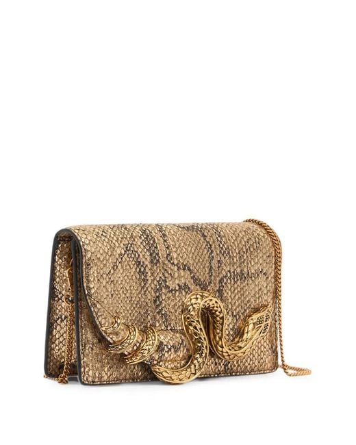 Roberto Cavalli Brown Mini Sac À Motif Peau De Serpent