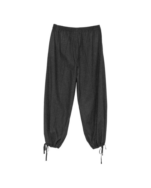 Alysi Gray Drawstring-Cuff Straight-Leg Trousers