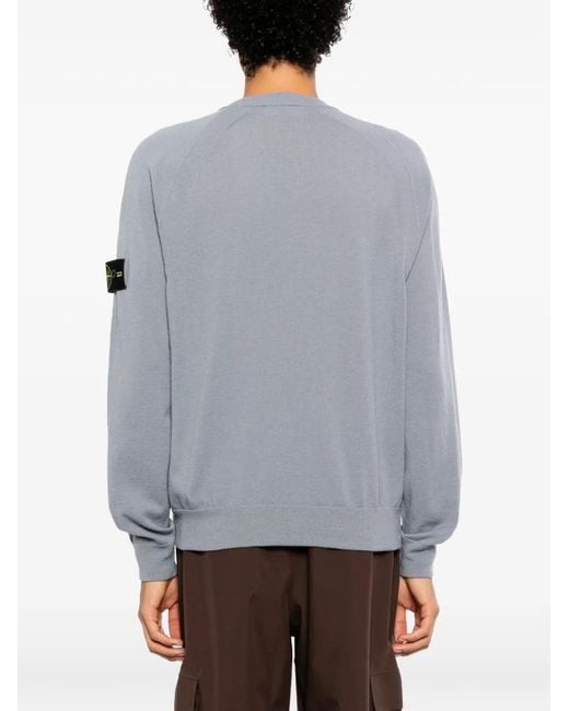 Stone Island Gray Logo-Patch Raglan-Sleeve Sweater for men