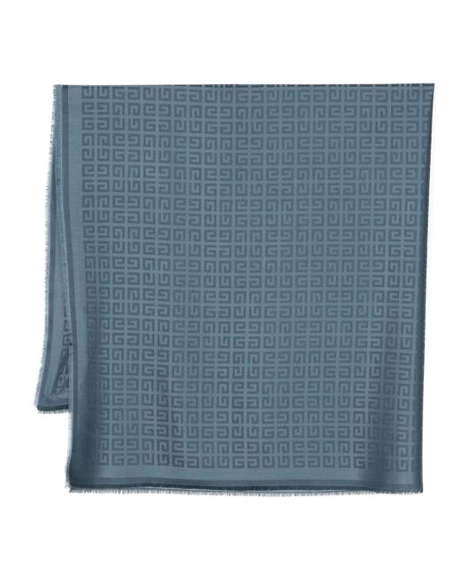 Givenchy 4G monogram-jacquard Silk-Wool Scarf - Blue
