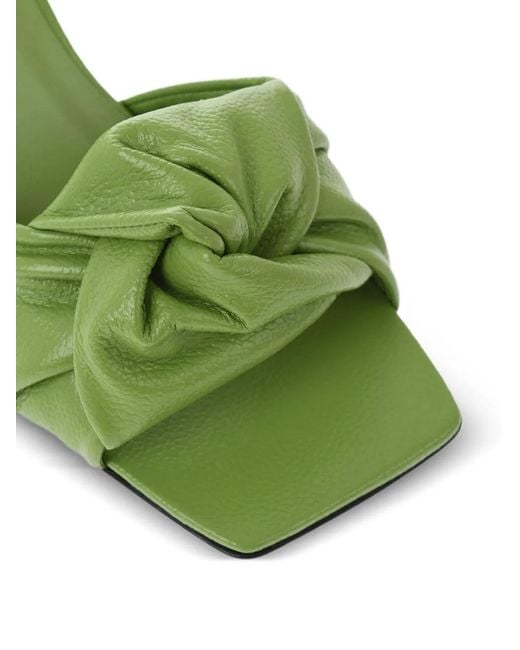 By Far Green Lana Knotted Leather Mules