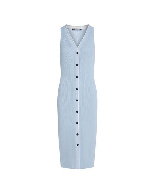 Karl Lagerfeld Blue Midi Logo-Detail Dress
