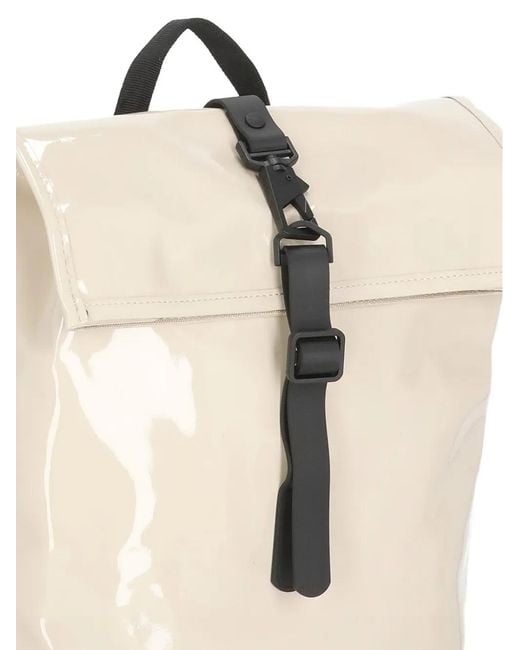 Rains White Mini Rolltop Backpack