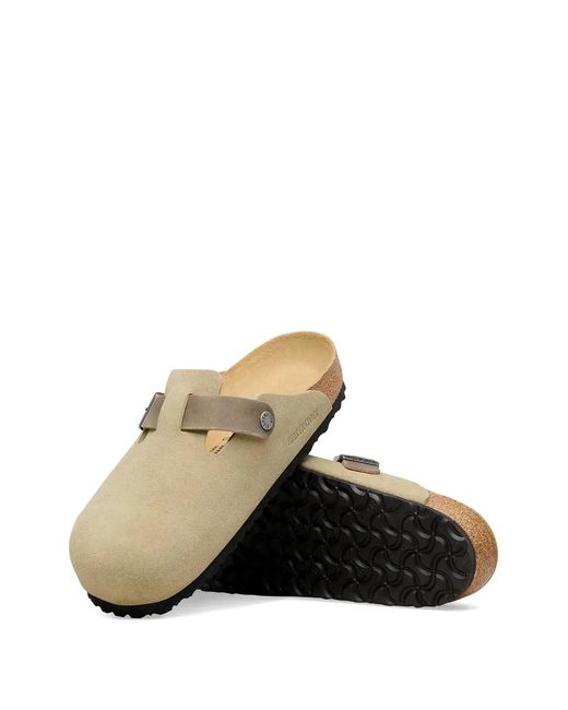 Birkenstock White Boston Buckle-Fastening Mules for men