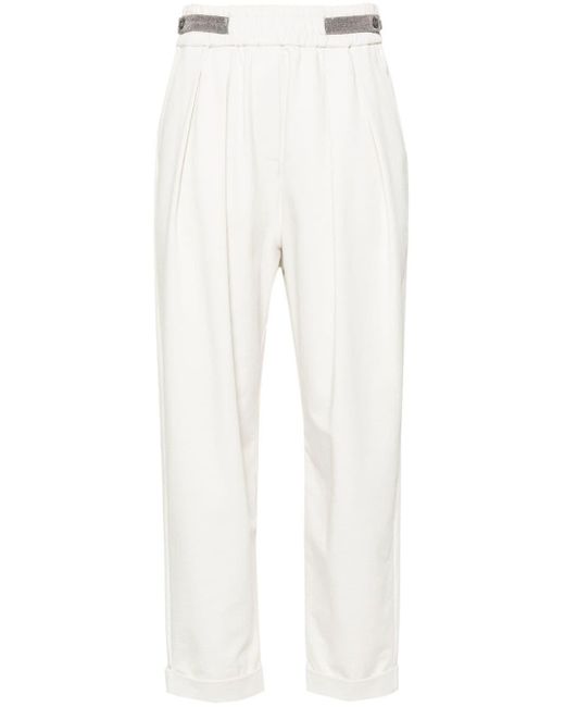 Pantalones ajustados con cadena Monili Brunello Cucinelli de color White