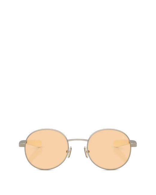 Moncler Natural Round Metal Sunglasses