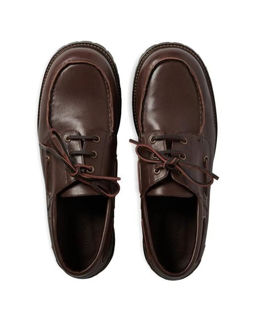 Studio Nicholson Brown Chaussures Bateau Guston En Cuir À Bords Francs for men