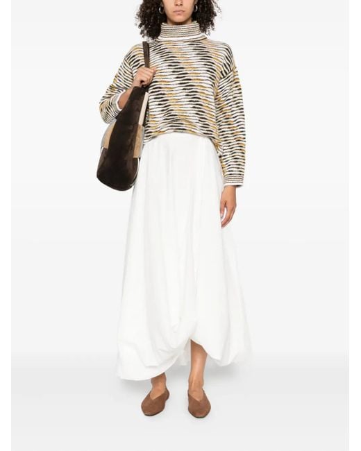 Missoni White High-Neck Flame-Pattern Sweater