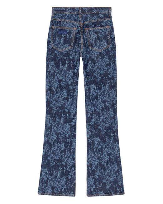 Jeans svasati a fiori di Ganni in Blue