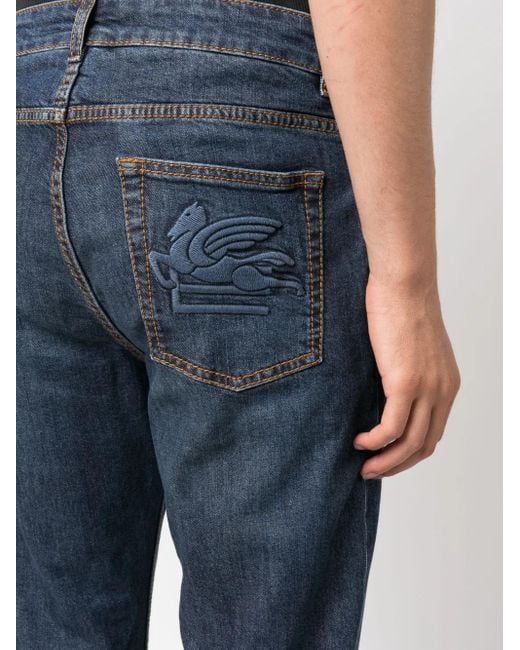 Vaqueros rectos de talle medio Etro de hombre de color Blue