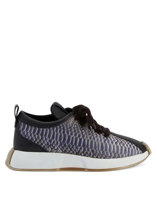 Giuseppe Zanotti Black Snakeskin-Print Sneakers for men