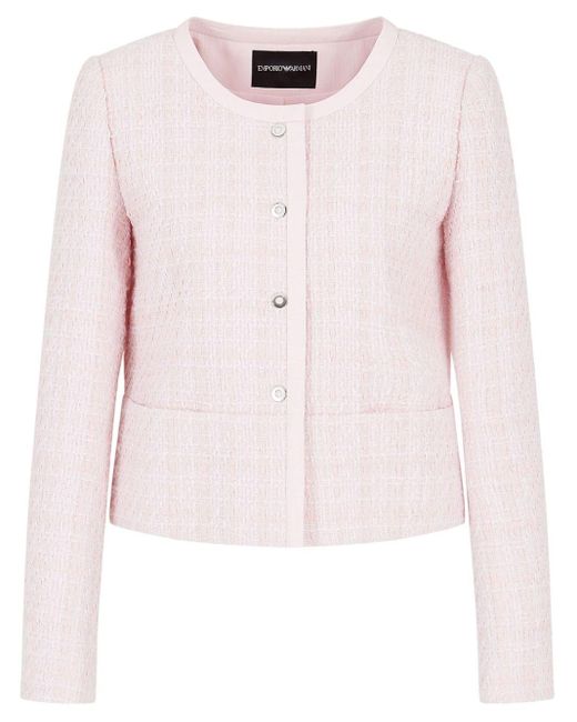 Emporio Armani Pink Press-stud Tweed Jacket