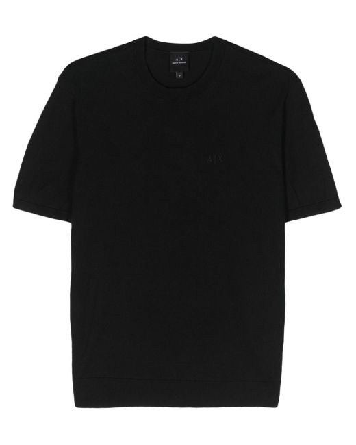 Armani Exchange Fein gestricktes T-Shirt in Black für Herren