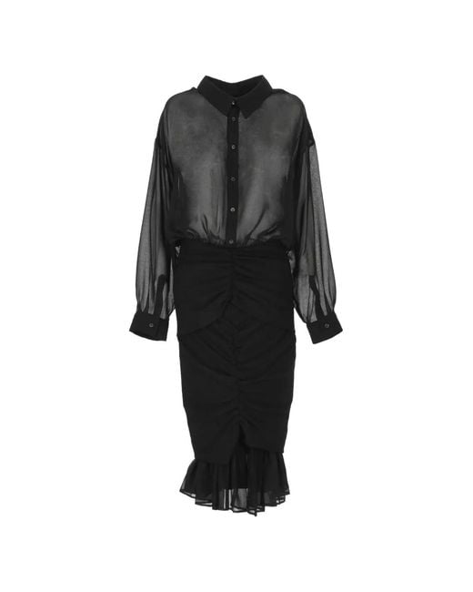 Jacquemus Black Siroco Sheer-Panel Ruffled Dress