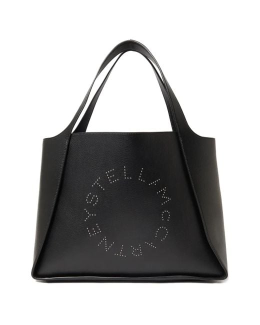 Stella McCartney Black Logo Large Studded Tote Bag