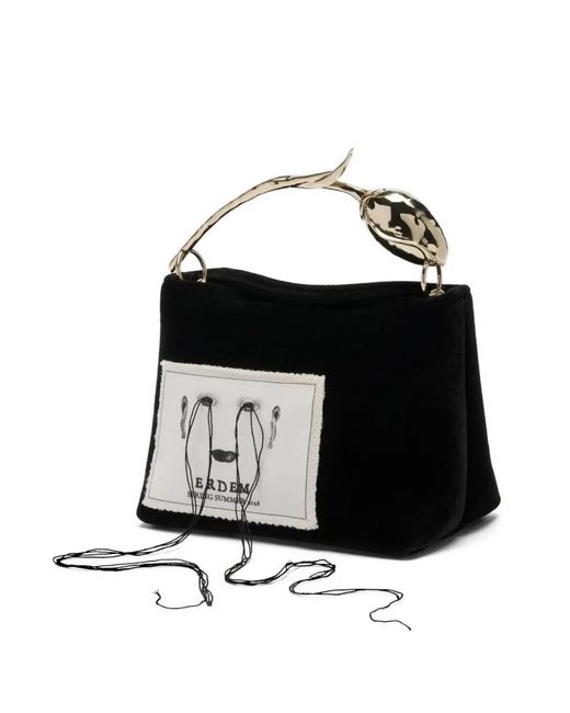 Erdem Black Mini Bloom Tote Bag