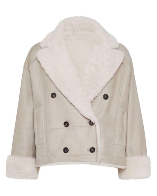 Brunello Cucinelli Natural Reversible Shearling Jacket