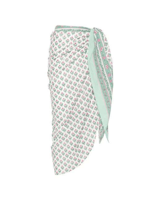 Mc2 Saint Barth White Floral-Print Sarong
